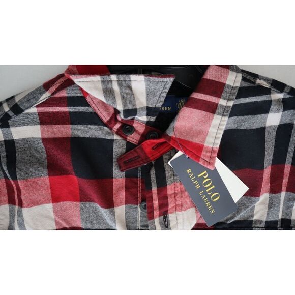 Polo Ralph Lauren Mens Sz M Multi Plaid Sherpa Fleece Lined Flannel Shacket $228 - Picture 4 of 14